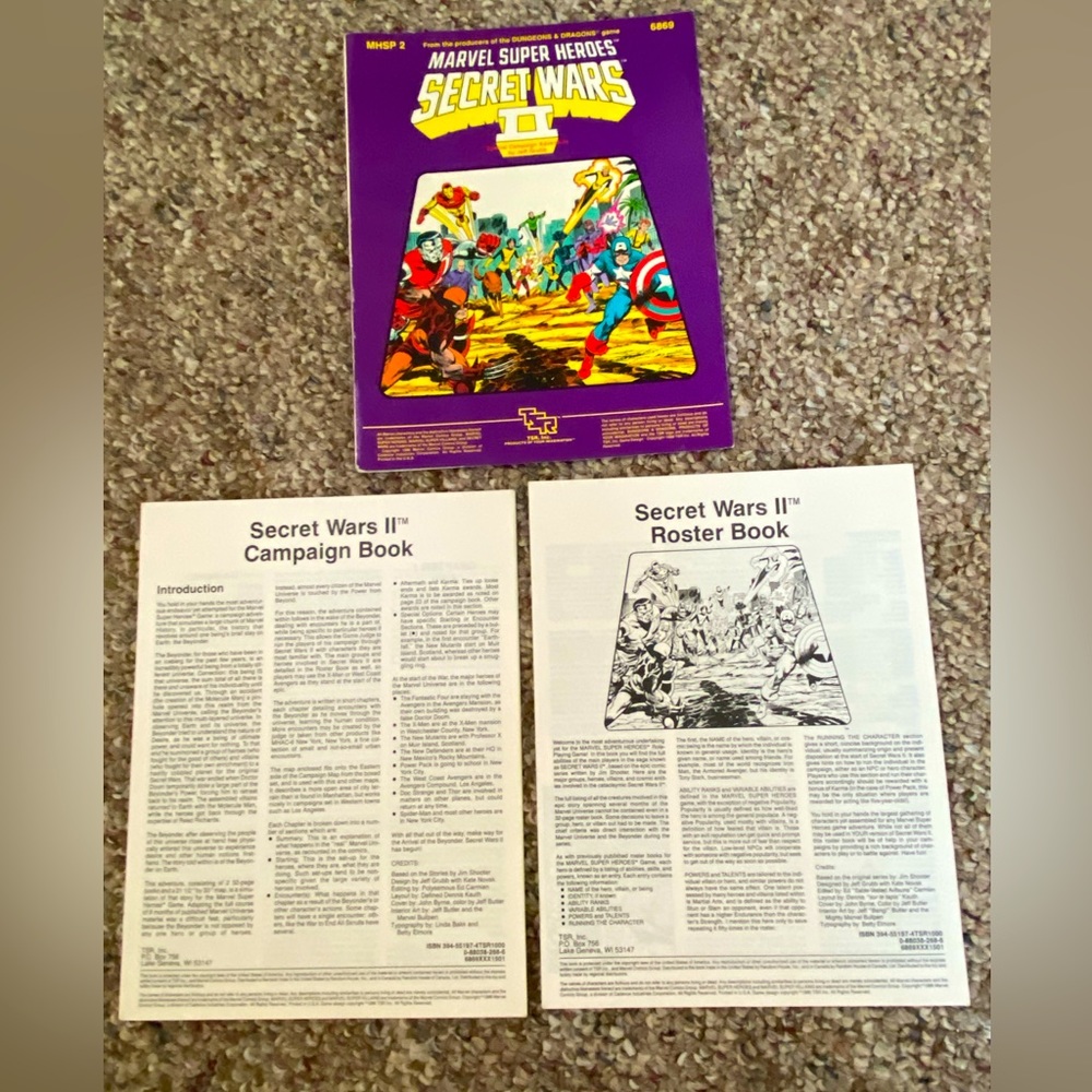 TSR Marvel Super Heroes RPG Secret Wars II Game No Map Excellent